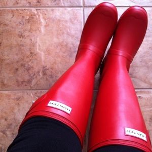 Original Gloss Red Hunter Rain Boots Size 9