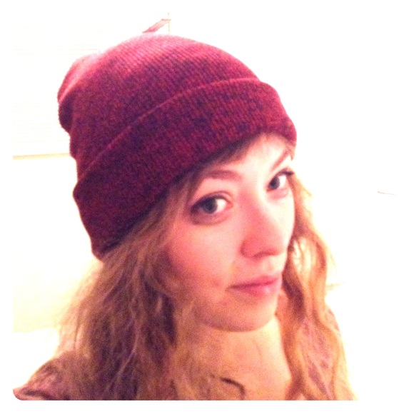 Stretchy red and black knit winter hat