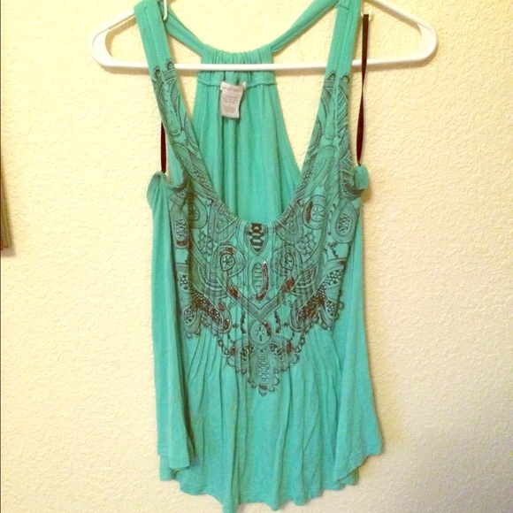 Charlotte Ruse Teal Flowy Racerback