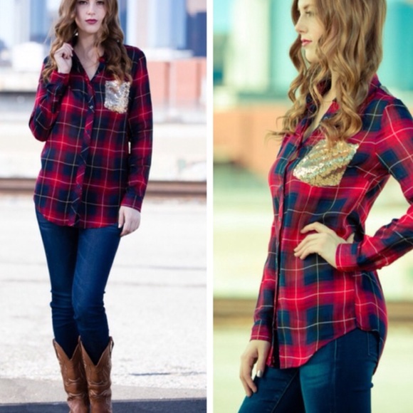 •sequin button down• - Picture 2 of 2