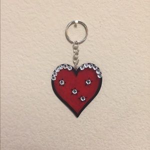 Handmade Heart keychain with rhinestones (new)
