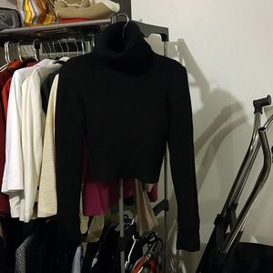 Black Cropped Turtleneck Sweater