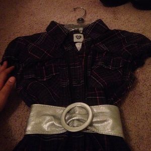 Purple striped blouse comes with belt size medium