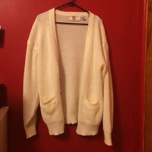 Oversized White Knit Cardigan
