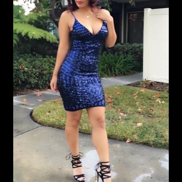 Blue Sparkling Cocktail Dress