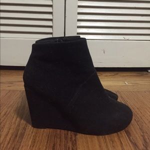 Black bootie wedges