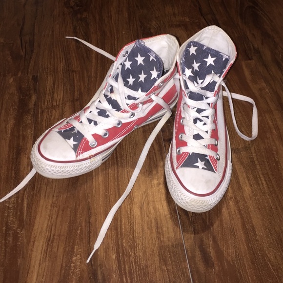 American flag high top converse