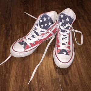 American flag high top converse
