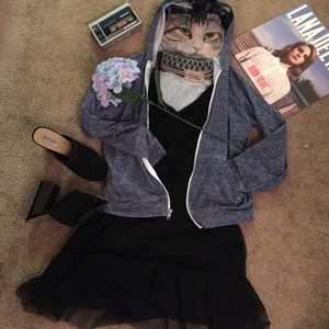 OP Speckle Blue Zipper Hoodie Sweater