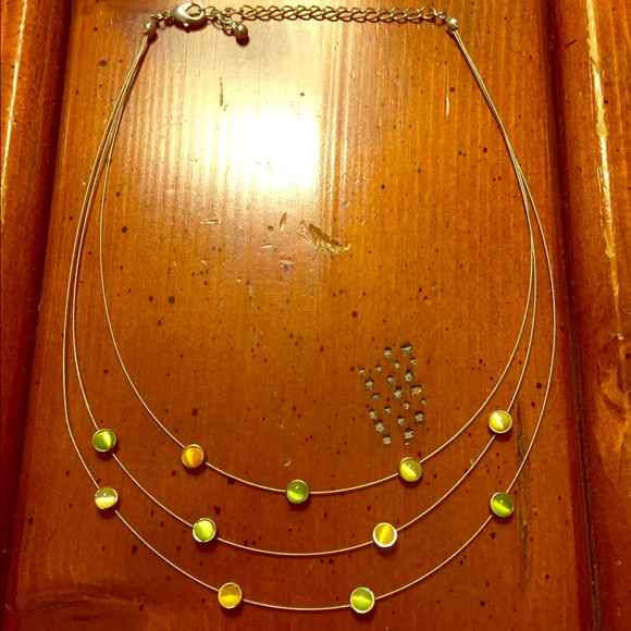 🌞💰Layered necklace with Green and Orange beads