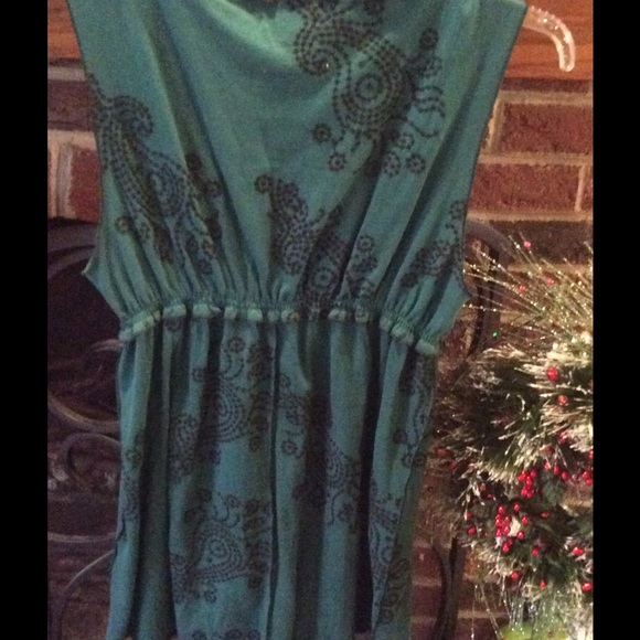 Embroidered top with smocking - teal w/black - Picture 3 of 3