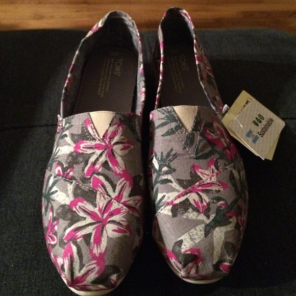 TOMS Classics Slip On Vegan Eco In Grey Floral