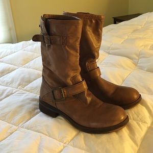 Brown leather boots