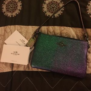 New!  Coach wristlet. Effervescent green/purple.