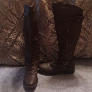 Knee High Just Fab leather brown boots