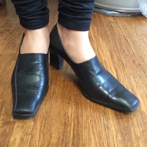 Black Leather Franco Sarto Heels