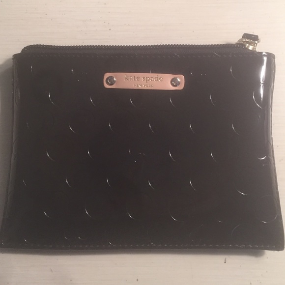 Kate spade black patent leather small makeup bag