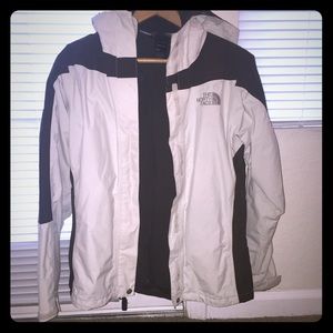 Brown and cream North Face jacket