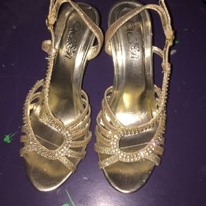 Gold, 4inch, Wild Rose High Heels.