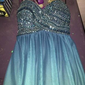 Long Blue Homecoming Dress.