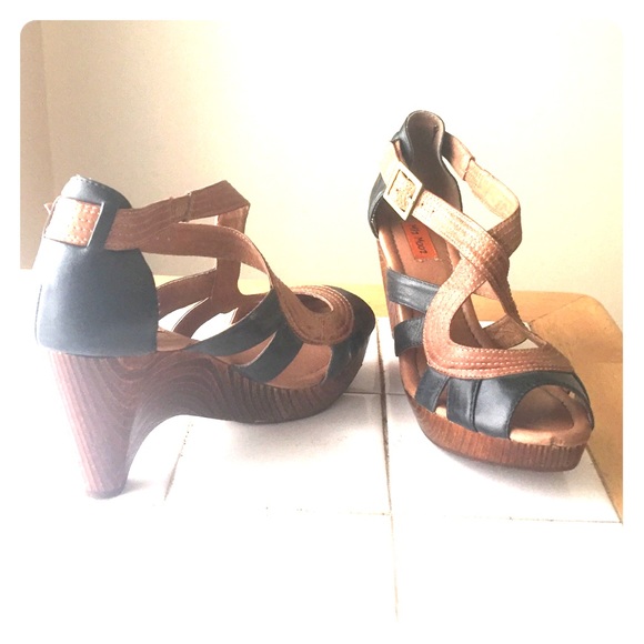 Brand New navy and brown wedges