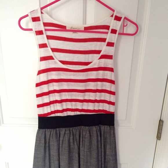 Forever 21 red and white striped dress with skirt