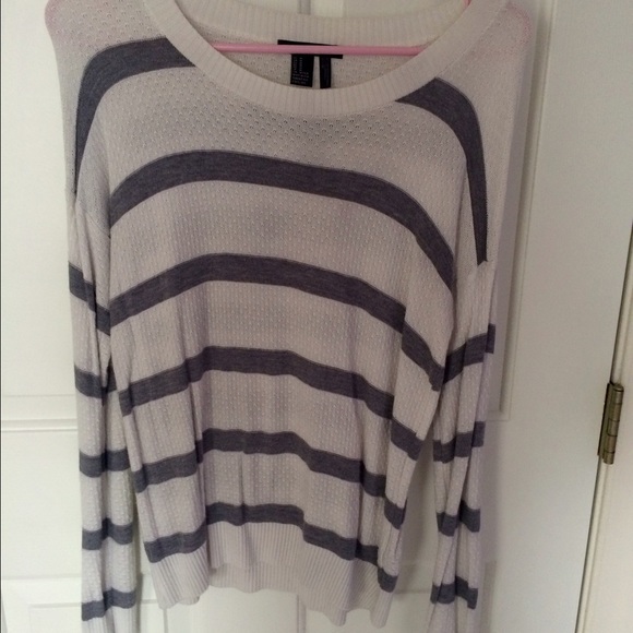Forever 21 cream and grey striped sweater