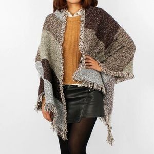 Fringe blanket wrap bias scarf