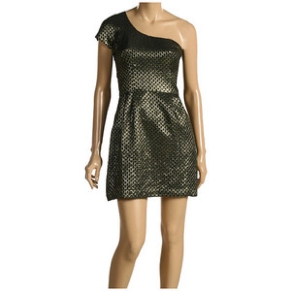 French Connection Gold/Black Metallic Dress
