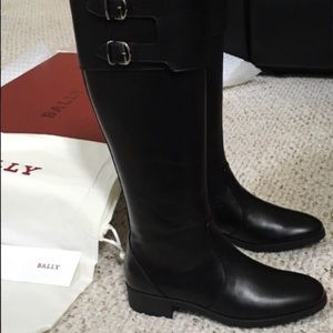 Bally "Despina" Black Calf Leather Riding Boots