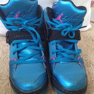 Blue and pink Jordan flights
