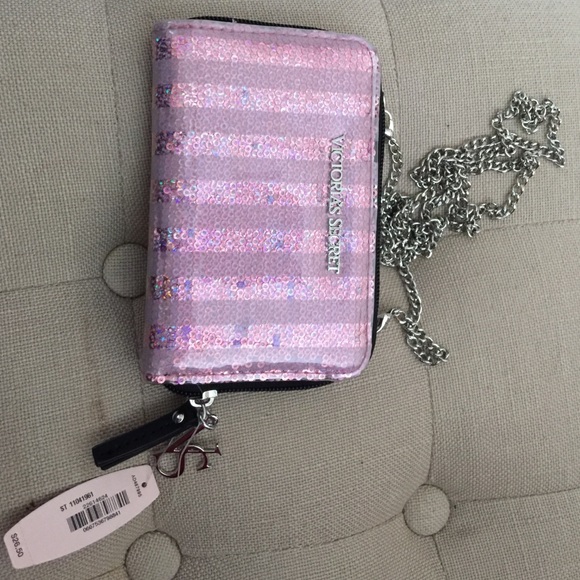 VICTORIA SECRET PHONE WALLET pink sequins