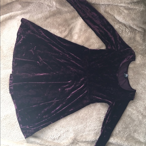 F21 dark purple crushed velvet dress size L