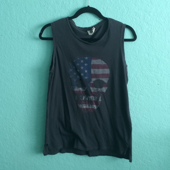 American Flag Skull Tank