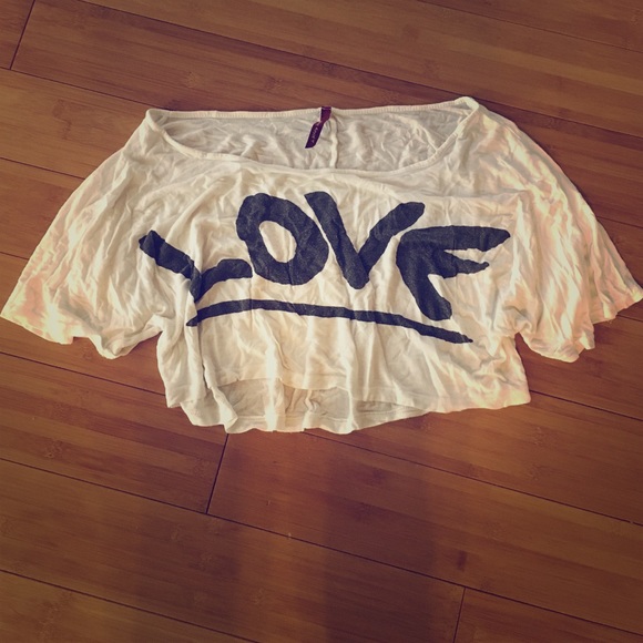 White LOVE crop top