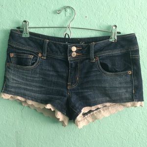 Lace Trimmed Jean Shorts