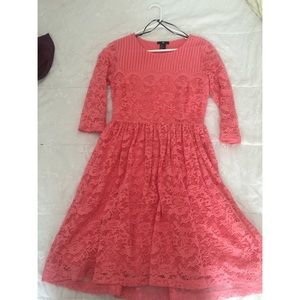 3/4 Sleeve Pink Lace Dress