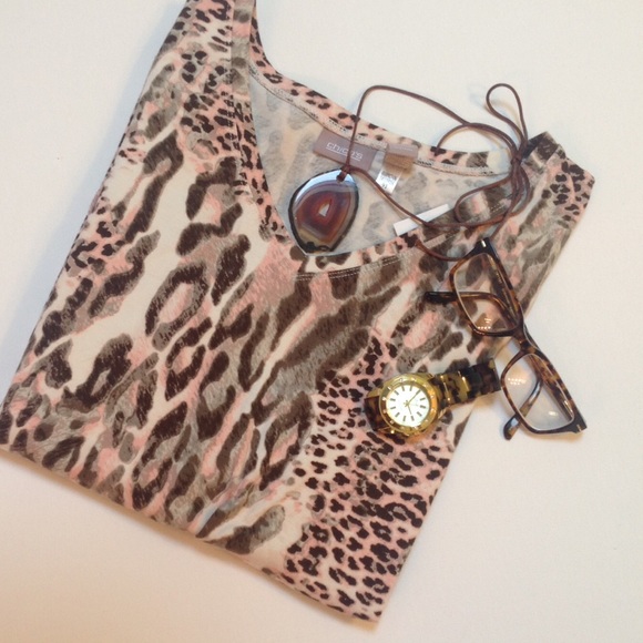 Chico's Tops - NWT Chico's 3/4 Sleeve Animal Print Tshirt