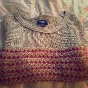 American Eagle Pink and Grey Sweater