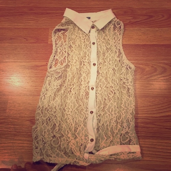 Lace gold button up