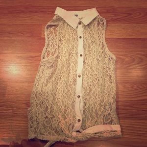 Lace gold button up
