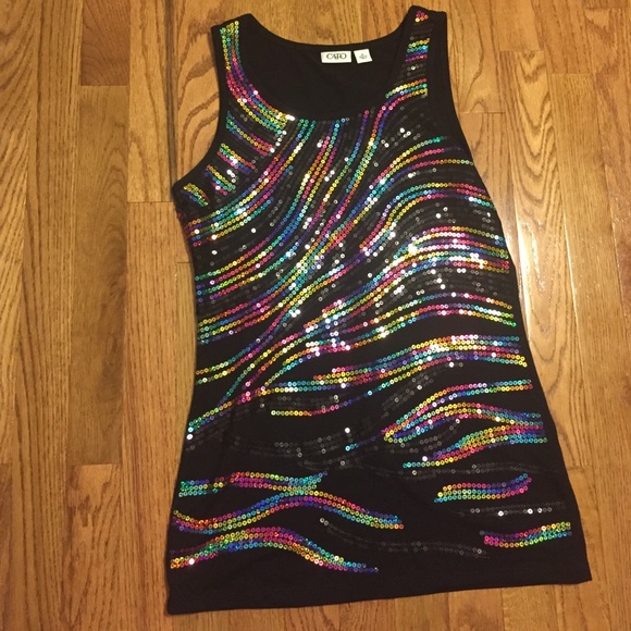 Sequined Black Tank
