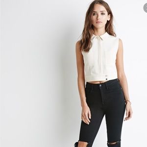 Collared Vest in Cream