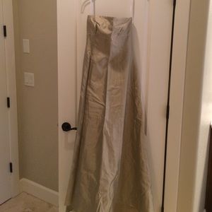 Strapless gold lame Vera Wang bridesmaid gown