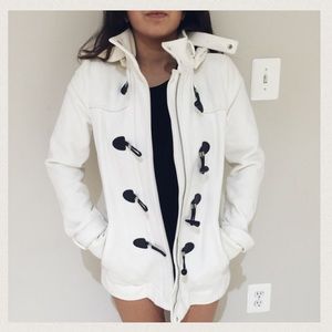 BCBG white hooded coat