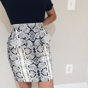 Nanette Lepore snake print peplum skirt