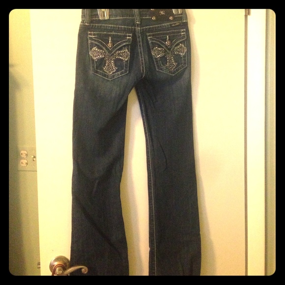 Miss Me Boot Cut Jeans w/ Embellished Back Pocket