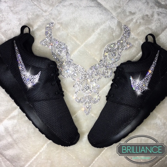 Nike Shoes - Nike Roshe One All Black with Swarovski Crystals