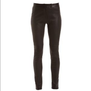 VERONICA BEARD Black Lambskin Leather Black Pant
