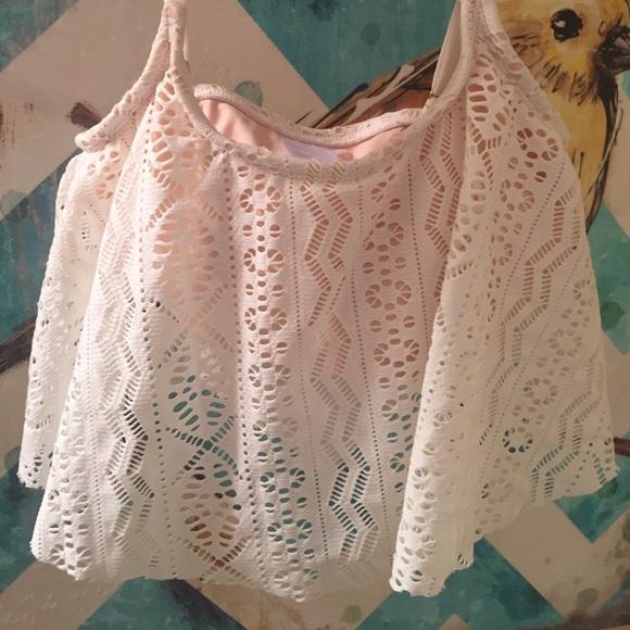 Flowy cream bathing suit top